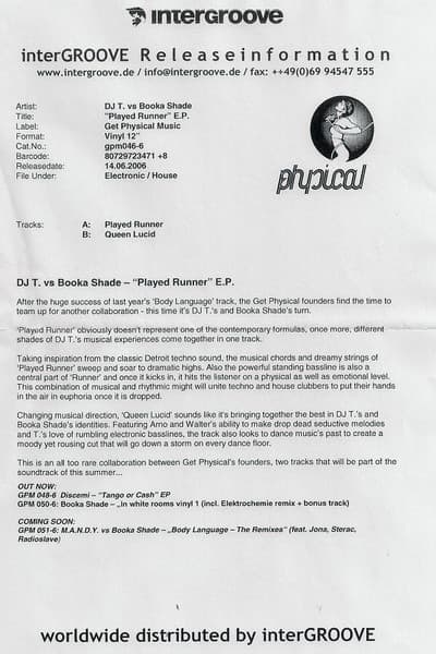 DJ T. vs Booka Shade - Played Runner E.P.